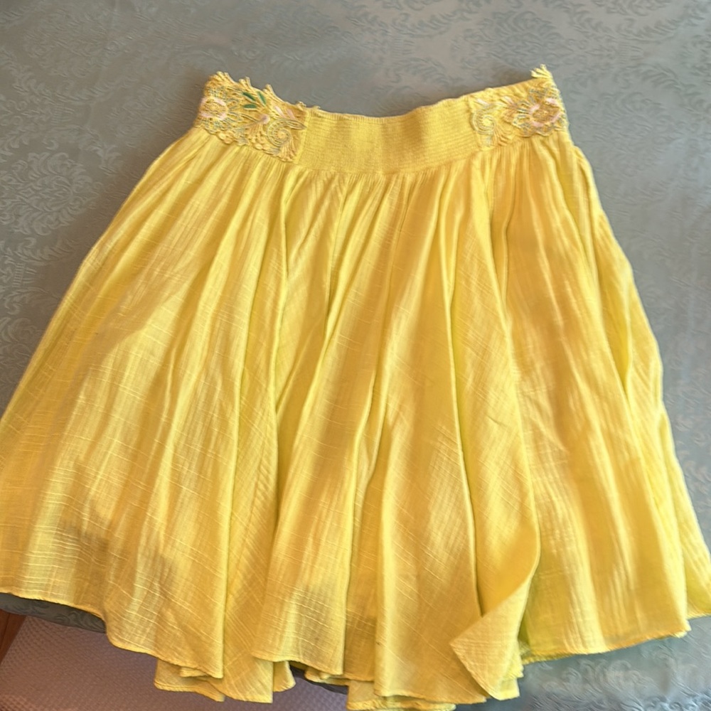 Anthropologie Floreat yellow stellina flower skirt (H) - Picture 2 of 11